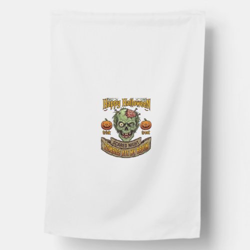 Happy Halloween Zombies Ate Brain Zombie Head Pump House Flag