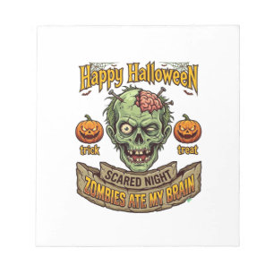 Happy Halloween Zombies Ate Brain Zombie Head Pump Notepad
