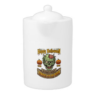 Happy Halloween Zombies Ate Brain Zombie Head Pump Teapot