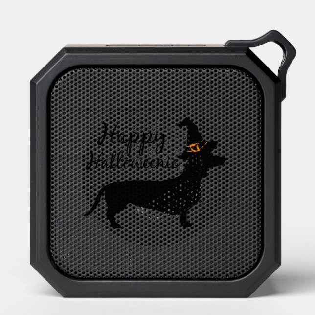 Happy Halloweenie Dachshund Dog Halloween Witch Wi Bluetooth Speaker (Front)
