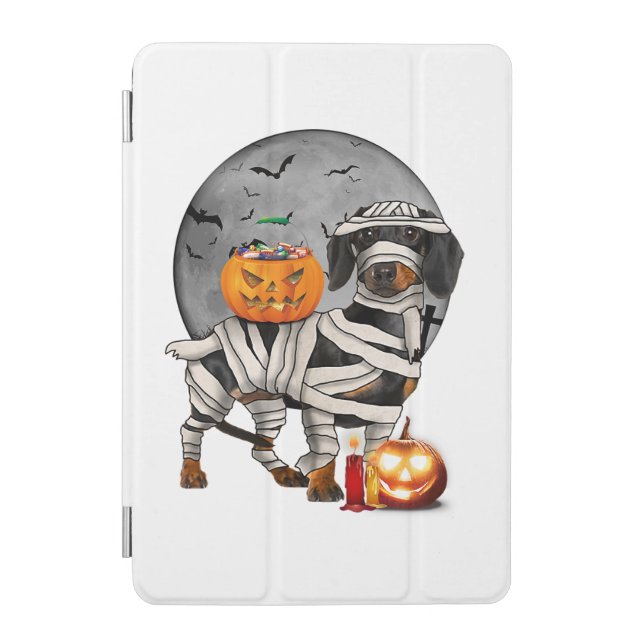 Happy Halloweenie Dachshund Mummy Dog iPad Mini Cover (Front)
