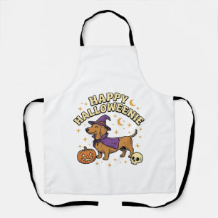 Happy Halloweenie Dachshund Witch Dog T-Shirt_1 Apron