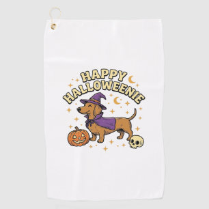 Happy Halloweenie Dachshund Witch Dog T-Shirt_1 Golf Towel
