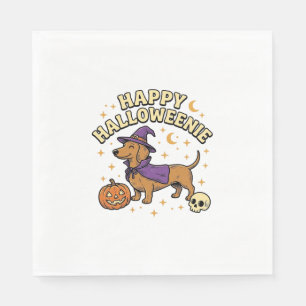 Happy Halloweenie Dachshund Witch Dog T-Shirt_1 Napkins