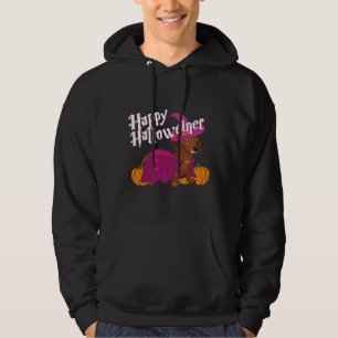 Happy Halloweenie Doxie Dachshund Dog Witch Hat Pu Hoodie