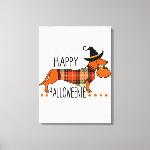 Happy Halloweenie Funny Dog Fall Halloween Cute Da Canvas Print