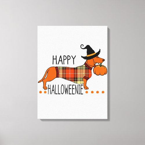 Happy Halloweenie Funny Dog Fall Halloween Cute Da Canvas Print