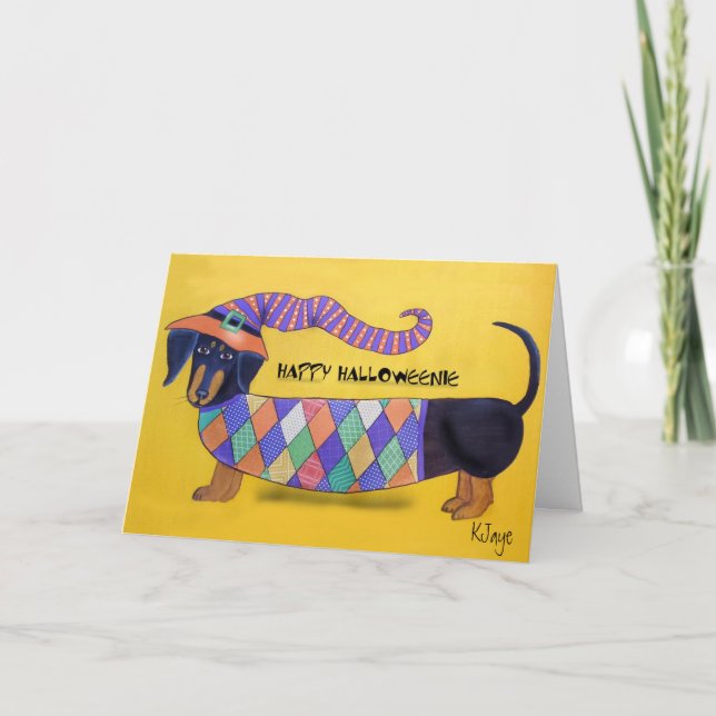 Happy Halloweenie - Funny Halloween Dachshund Card (Front)