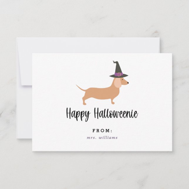 Happy Halloweenie Halloween Classroom Cards (Front)