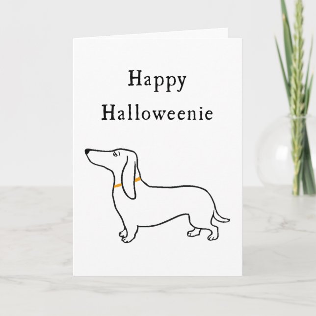Happy Halloweenie Halloween dachshund Greeting Car Card (Front)