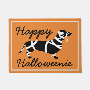 Happy Halloweenie Halloween  Mummy Dachshund Doormat