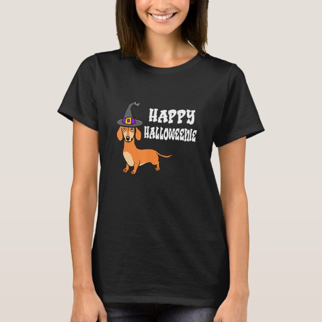 Happy Halloweenie Happy Halloween Dachshund T-Shirt (Front)