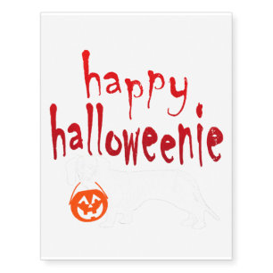 Happy Halloweenie Meme Dachshund In Skeleton Costu Temporary Tattoos