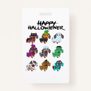 Happy Halloweenie Tee Halloween Dachshund Dog Idea Badge