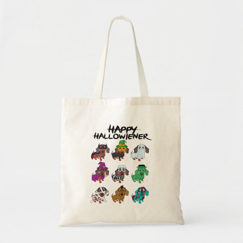 Happy Halloweenie Tee Halloween Dachshund Dog Idea Tote Bag