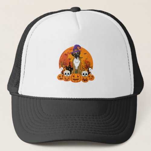Happy Halloweiner Boxer Halloween Dog Trucker Hat