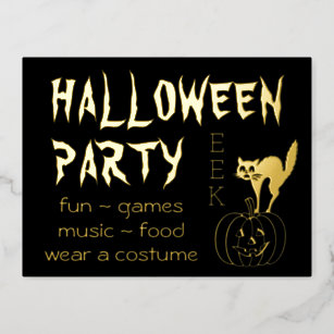 Happy Hallowen Party Invitation with foil Postcard