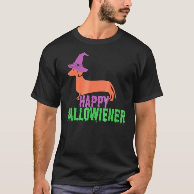 Happy Hallowiener - Dachshund Halloween T-Shirt (Front)