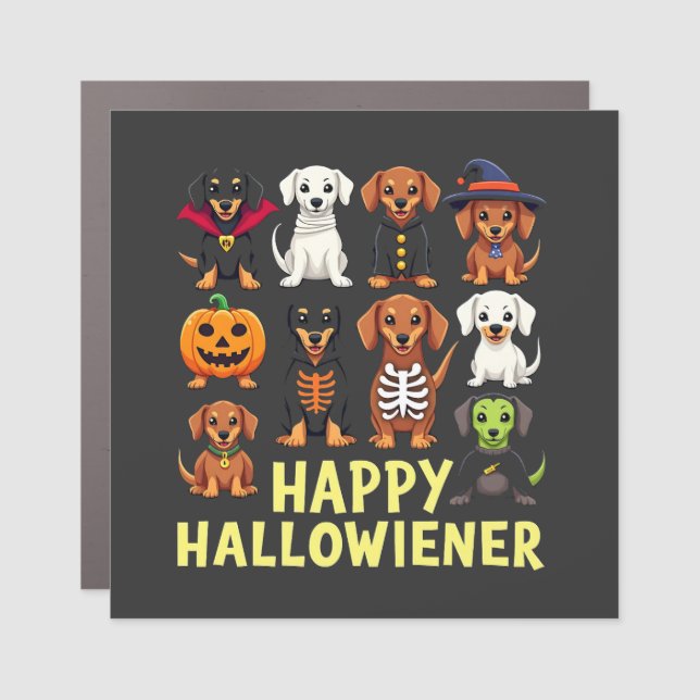 Happy Hallowiener Spooky Halloween Dog Weiner  Car Magnet (Front)
