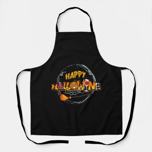 Happy Hallowine Funny Halloween Wine For Women Men Apron