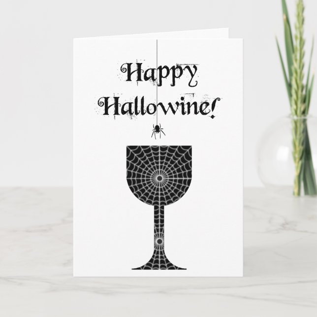Happy Hallowine  Halloween Card (Front)