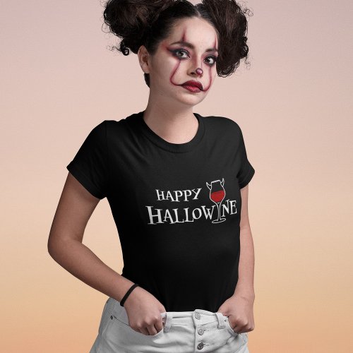 Happy Hallowine _ Halloween Pun T_Shirt