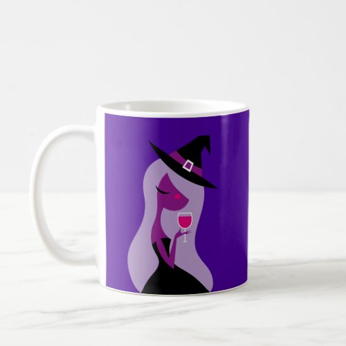 Happy Hallowine Halloween Witch Wine Purple Pink  Coffee Mug