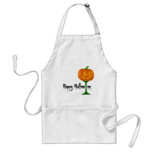 Happy Hallowine Pumpkin Wine Glass Halloween Adult Apron