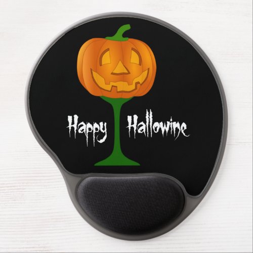 Happy Hallowine Pumpkin Wine Glass Halloween Gel Mouse Pad