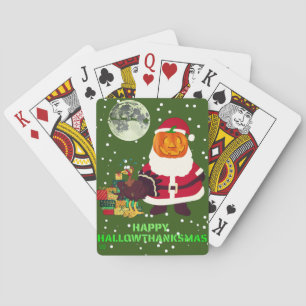 "HAPPY HALLOWTHANKSMAS" funny holiday party gift Poker Cards