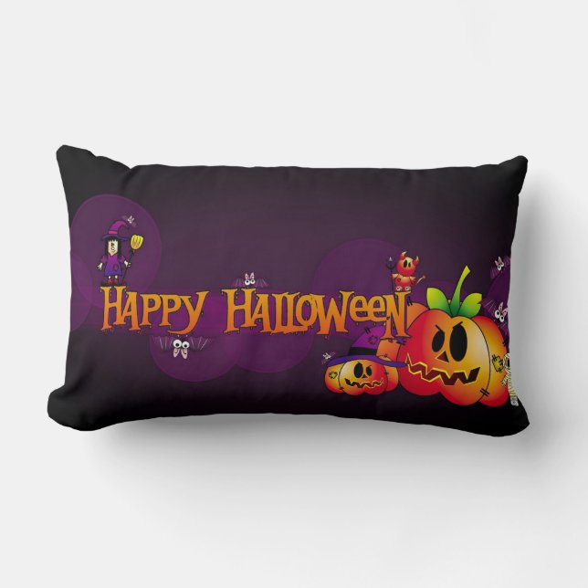 Happy Haloween Spooky Friends Lumbar Pillow (Front)