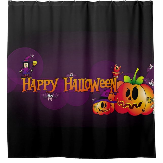 Happy Haloween Spooky Friends Shower Curtain (Front)