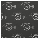Happy Ham White Outline Ham Radio Fabric