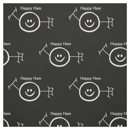 Happy Ham White Outline Ham Radio Fabric
