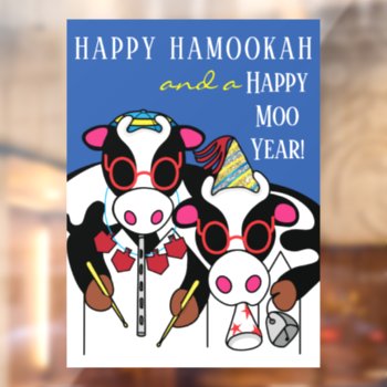 Happy Hamookah Happy Moo Year Window Cling by HanukkahHappy at Zazzle