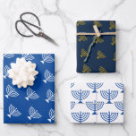 Happy Hannukah blue candle holder pattern Wrapping Paper Sheets<br><div class="desc">Happy Hannukah blue candle holder pattern Wrapping Paper Sheets. Custom gift wrap for the Holidays. Matte and glossy options.</div>