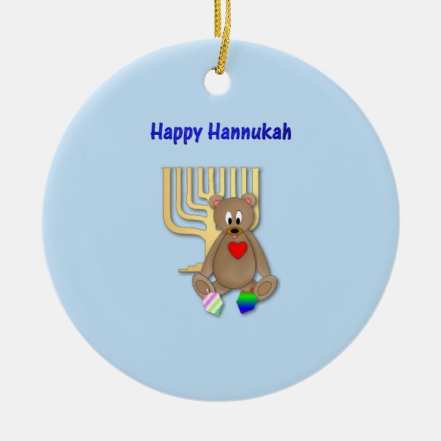 Happy Hannukah Ceramic Ornament (Front)