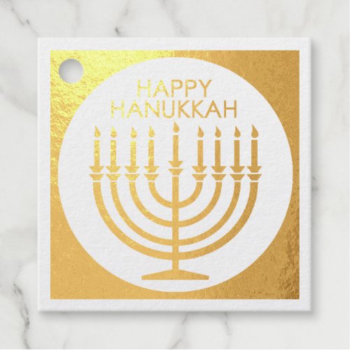 Happy Hannukah menorah Foil Favor Tags