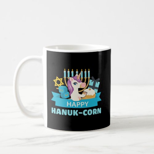 Happy Hanuk_Corn Unicorn Menorah Hannukah Gift Coffee Mug