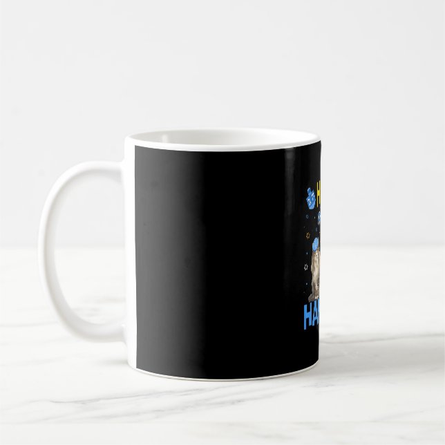 Happy Hanukcat Hanukkah Cat Chanukah Jewish Cat Coffee Mug (Left)
