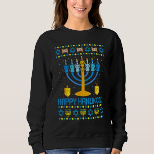 Happy Hanukcat Ugly Hanukkah Cat Chanukah Jewish U Sweatshirt