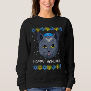 Happy Hanukcat Ugly Hanukkah Sweater Cat Chanukah