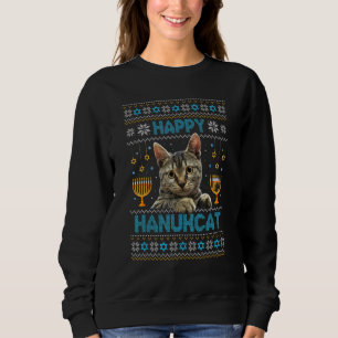 Happy Hanukcat Ugly Hanukkah Sweater Cat Chanukah 