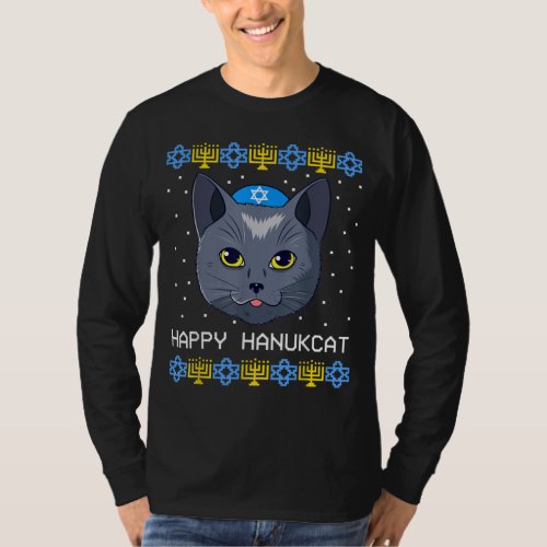 Happy Hanukcat Ugly Hanukkah Sweater Cat Chanukah