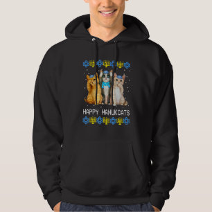 Happy Hanukcats Jewish Cat Hanukkah Kids Women Hoodie