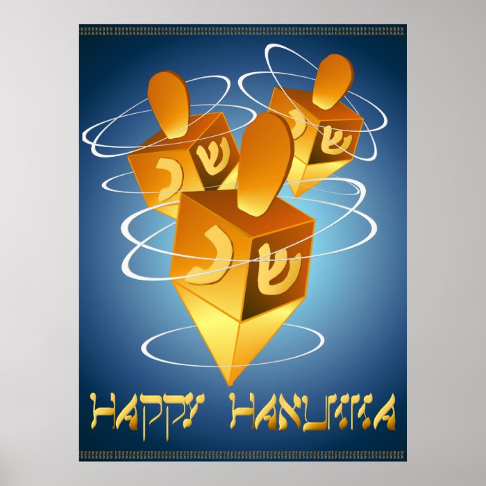 Happy Hanukka Dreidels Print