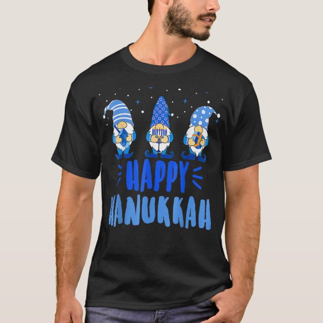 Happy Hanukkah 2022 Gnome Menorah Dreidel Costume T-Shirt (Front)