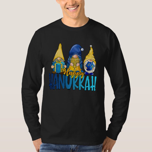 Happy Hanukkah 2022 Gnome Menorah Dreidel Ugly Chr T-Shirt (Front)
