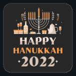 Happy Hanukkah 2022 Square Sticker<br><div class="desc">Happy Hanukkah 2022</div>