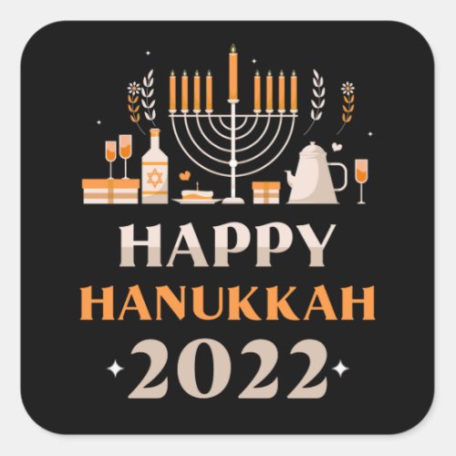 Happy Hanukkah 2022 Square Sticker